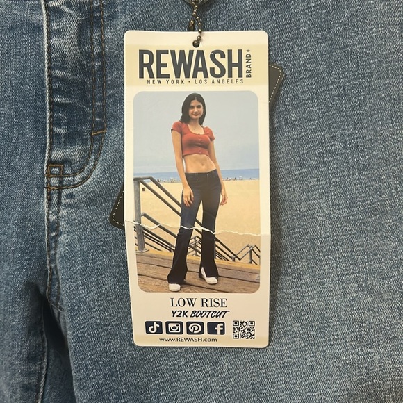 Rewash low rise jeans Y2K bootcut size 3/26 blue crosshatch Denim NWT - Picture 6 of 9